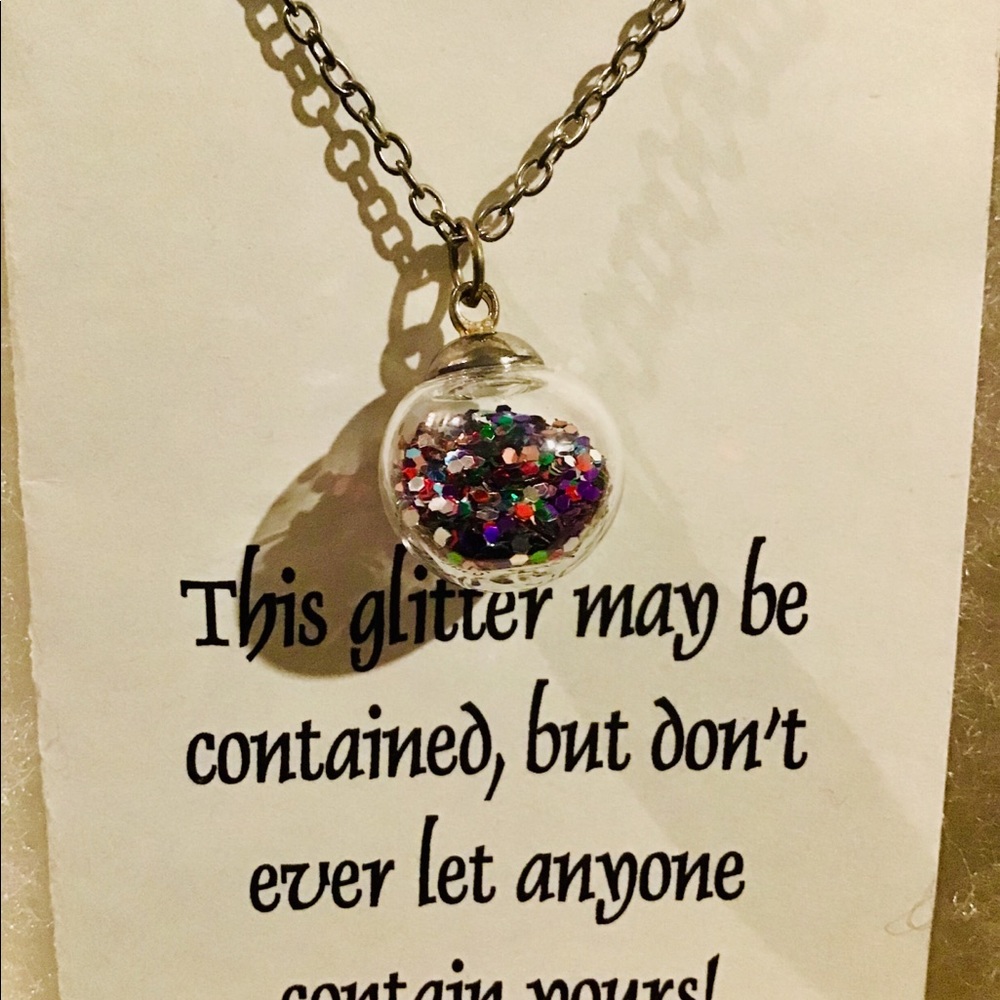 GLASS GLITTER BALL Necklace
